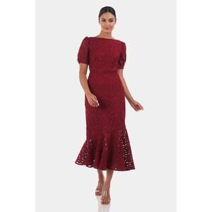 Kay Unger Red Lace Maxi Dress